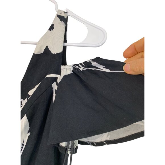 NWT Ralph Lauren 4P Black Floral Cold Shoulder Flutter Sleeve Dress RDD10667 - Picture 5 of 10